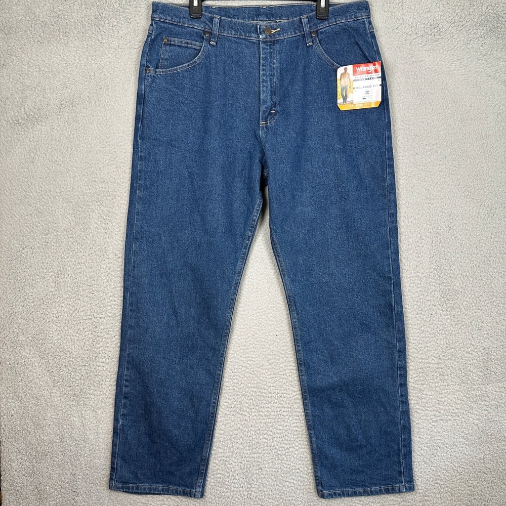 NEW Wrangler Jeans Mens 36X32 Five Star Heritage Relaxed Fit Blue Denim Pants
